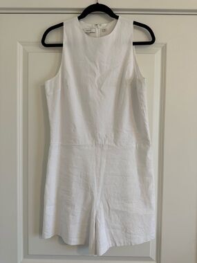 Vince White Sleeveless Linen Romper
